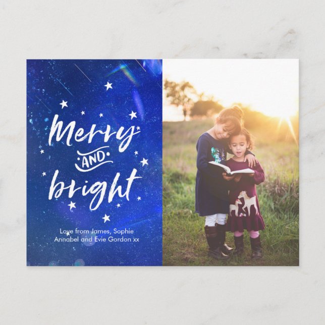 Personalized Star Christmas card postcard (Front)