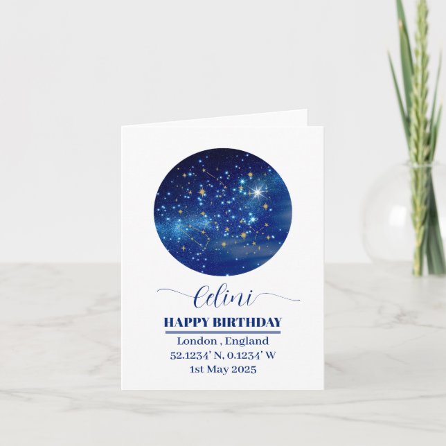 Personalized Star Map Card: Your Special Night Sky Holiday Card (Front)