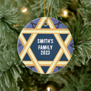 Personalized star of David Ceramic Ornament