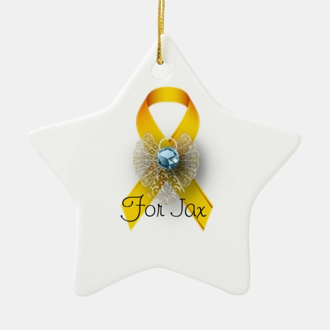 Personalized star shape childhood cancer ornament (Front)