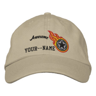 Personalized Star Stencil Racing Flames Bullet Embroidered Hat