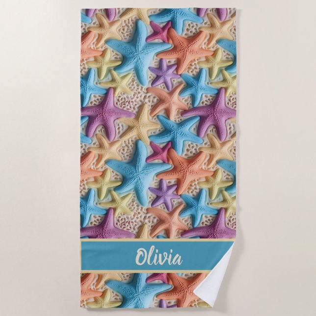 Personalized Starfish Beach Towel (Front)
