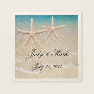 Personalized Starfish Beach Wedding Paper Napkins