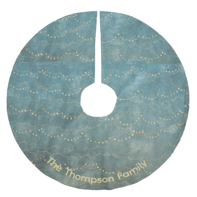 Personalized Starry Green Christmas Pattern Brushed Polyester Tree Skirt (Front)