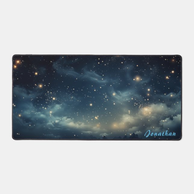 Personalized Starry Night Landscape Desk Mat  (Front)