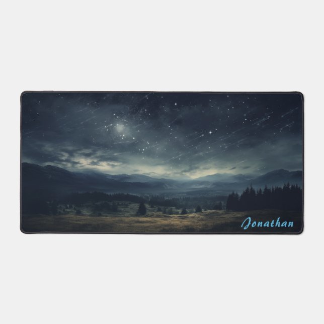 Personalized Starry Night Landscape Desk Mat  (Front)