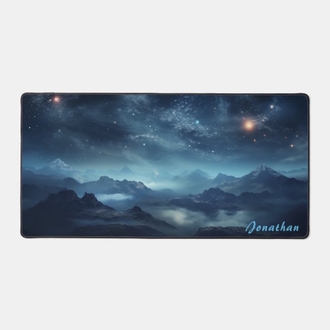 Personalized Starry Night Landscape Desk Mat  (Front)