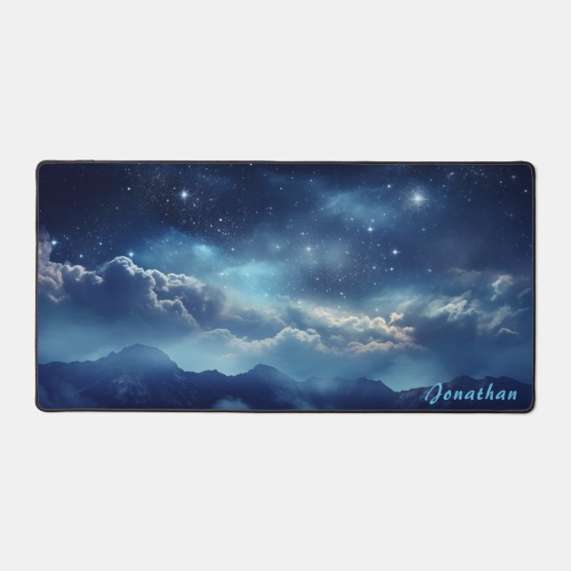 Personalized Starry Night Landscape Desk Mat  (Front)