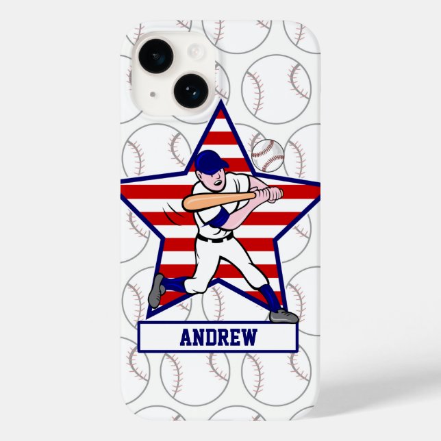 Personalized Stars and Stripes Baseball Batter v1 Case-Mate iPhone Case (Back)