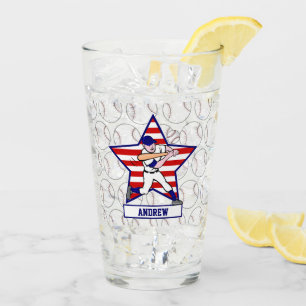 Personalized Stars and Stripes Baseball Batter v1 Glass
