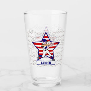 Personalized stars n stripes baseball glass