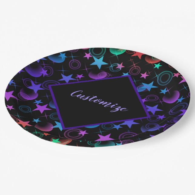 Personalized Stars 'n Stuff Pattern 2 Paper Plate (Angled)