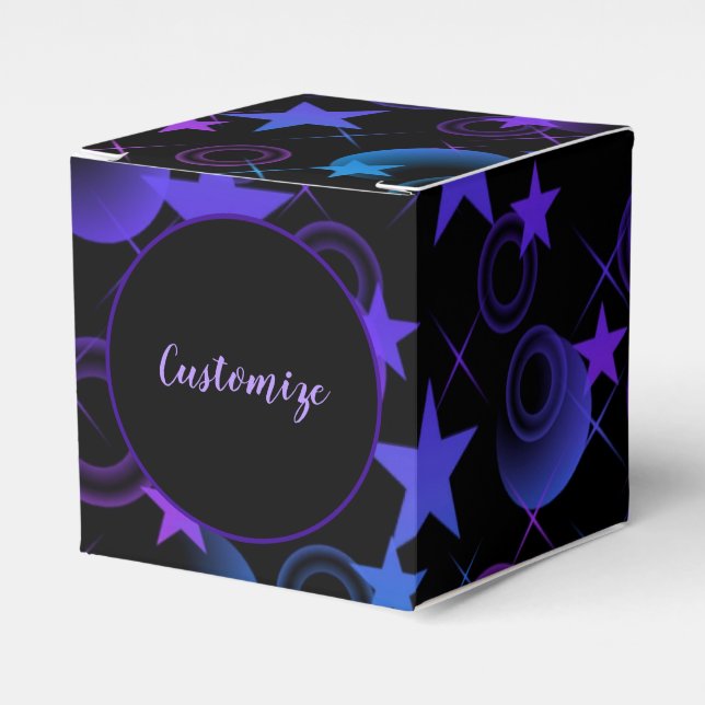 Personalized Stars 'n Stuff Pattern Cube Favor Box (Front Side)