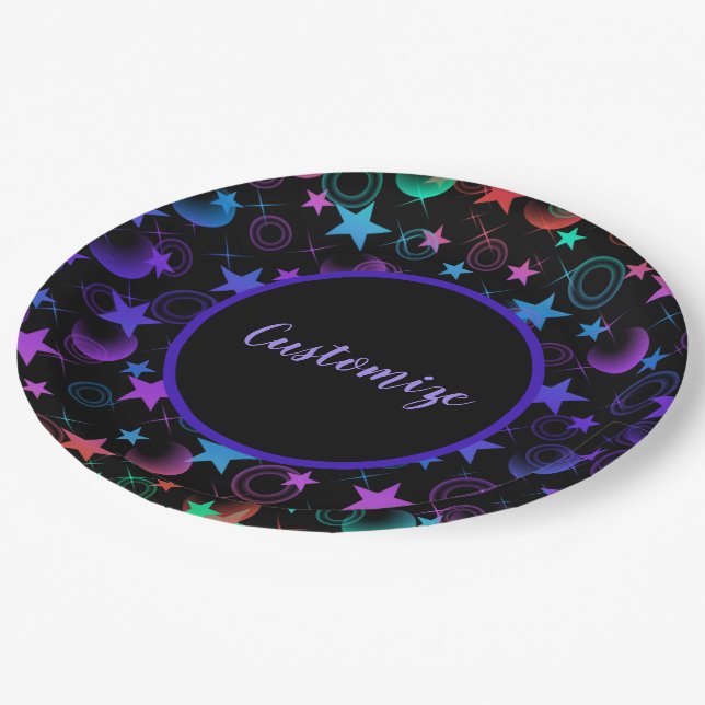 Personalized Stars 'n Stuff Pattern Paper Plate (Angled)