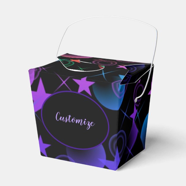 Personalized Stars 'n Stuff Pattern Take-Out Favor Box (Front Side)