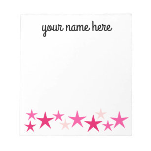 Personalized Stars Stationery for Girls Notepad