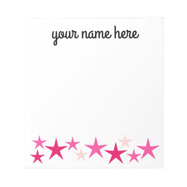 Personalized Stars Stationery for Girls Notepad (Front)