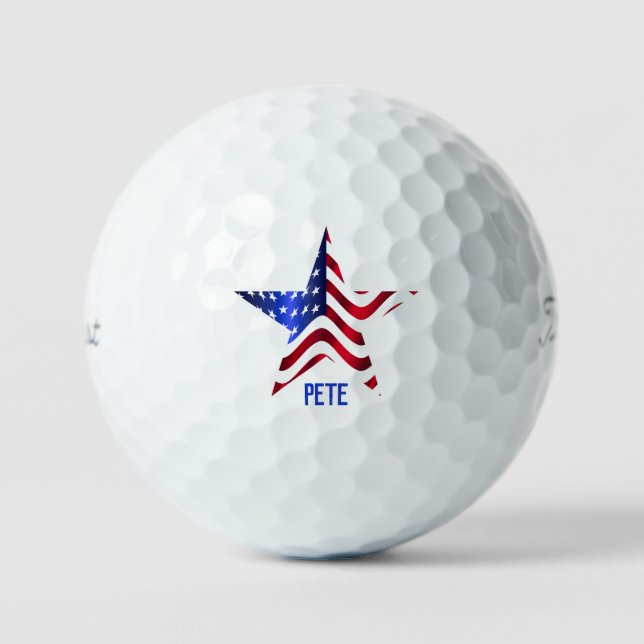 Personalized Stars & Stripes Golf Ball (Front)