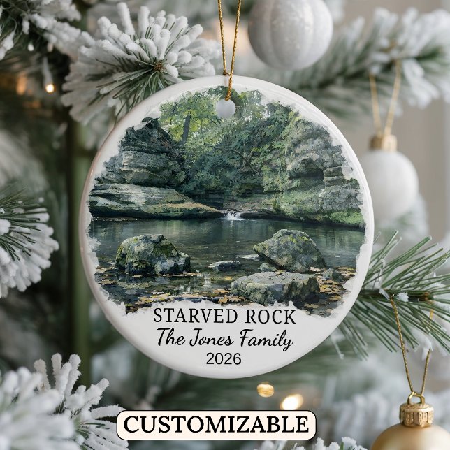 Personalized Starved Rock State Park, Illinois Ceramic Ornament (Creator Uploaded)