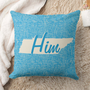Personalized State Map of Tennessee Blue Pillow