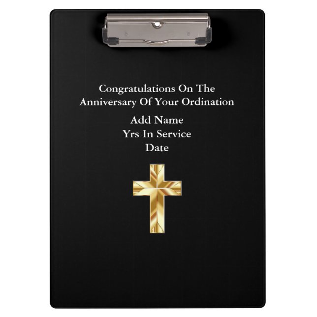 Personalized Stationary Priest Nun Clergy Catholic Clipboard (Front)
