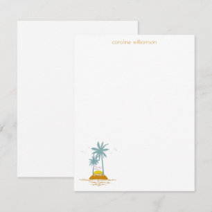 Personalized Stationery Beach Lovers Palm Trees Card