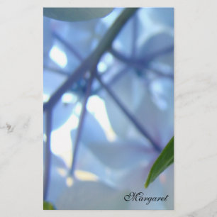 Personalized Stationery Blue Hydrangea Flowers