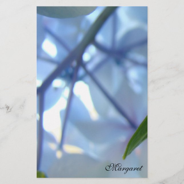 Personalized Stationery Blue Hydrangea Flowers (Front)