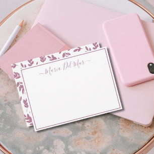 Personalized Stationery Botanical Dusty Rose Card