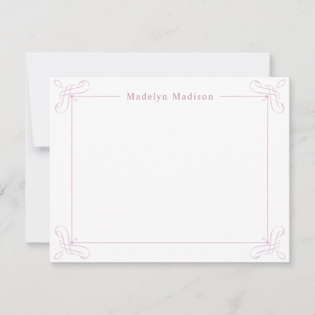 Personalized Stationery Chic Pink Ditzy Floral Card (Front)