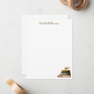 Personalized Stationery Cozy Book Lover Watercolor Card