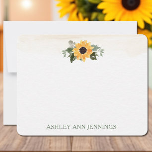 Personalized Stationery Elegant Yellow Sunflower Card
