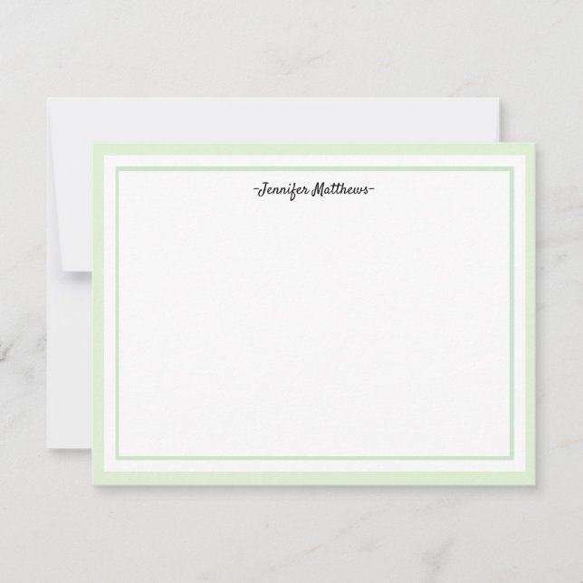 Personalized Stationery Flat Card | green  (Front)