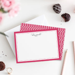 Personalized Stationery Flat Card   Raspberry