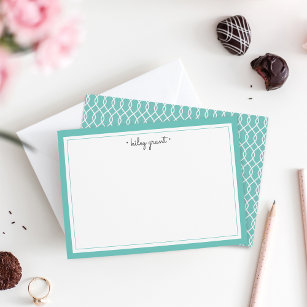 Personalized Stationery Flat Card   Turquoise