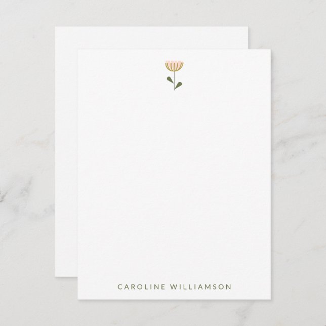 Personalized Stationery Minimalist Floral Stylish Card (Front/Back)