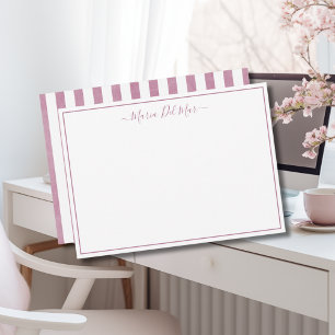 Personalized Stationery Modern Dusty Rose Stripes  Card