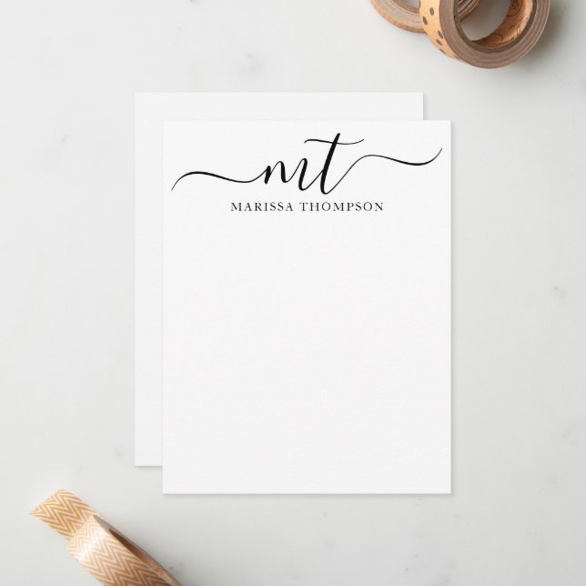 Personalized Stationery Modern Script Monogrammed Card (Front/Back In Situ)