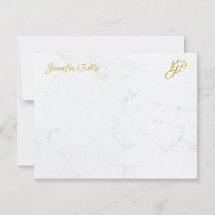 Personalized Stationery Modern Simple Gold Script Card