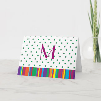 Personalized Stationery Multi Stripes & Dots Card