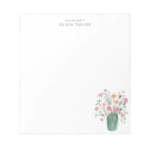 Personalized Stationery Name Hand-Painted Floral Notepad