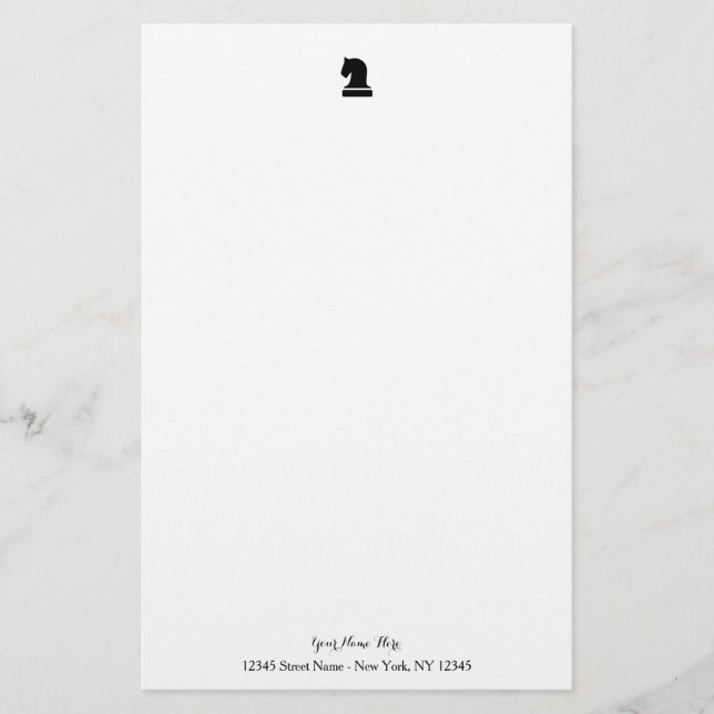 Personalized stationery paper with chess piece (Front)