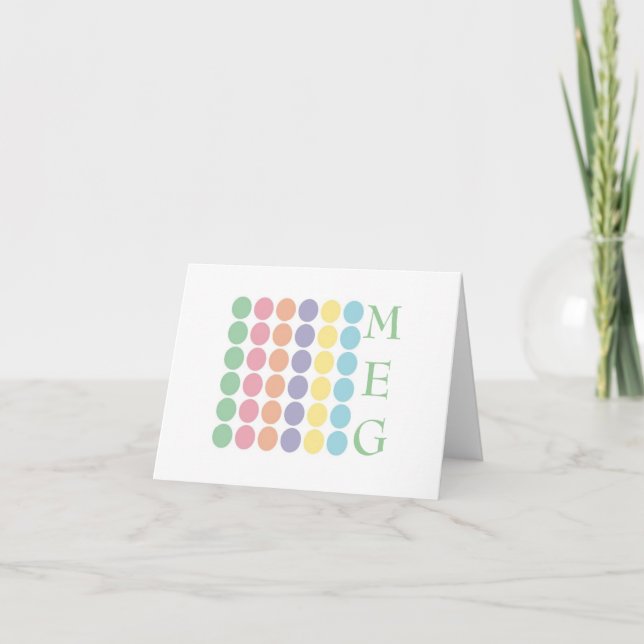 Personalized Stationery Pastel Dots Note Card (Front)
