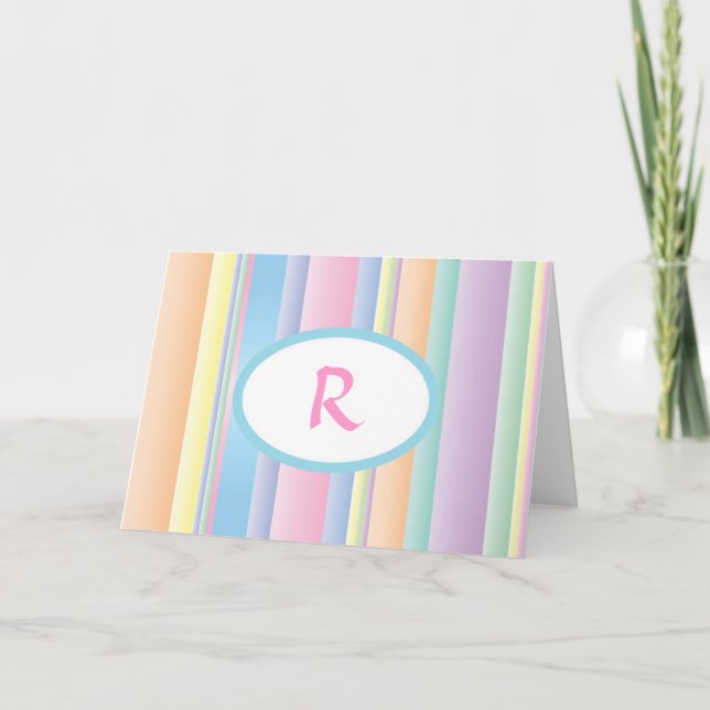 Personalized Stationery - pastel stripes Note Card (Front)