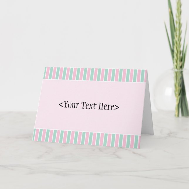 Personalized Stationery - Pink and Green Stripe Note Card (Front)
