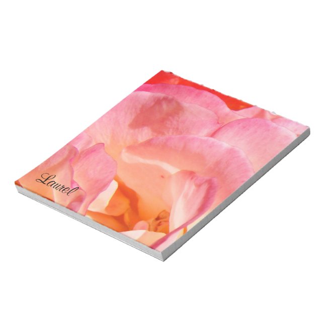 Personalized Stationery Pink Roses add Name Notepad (Rotated)