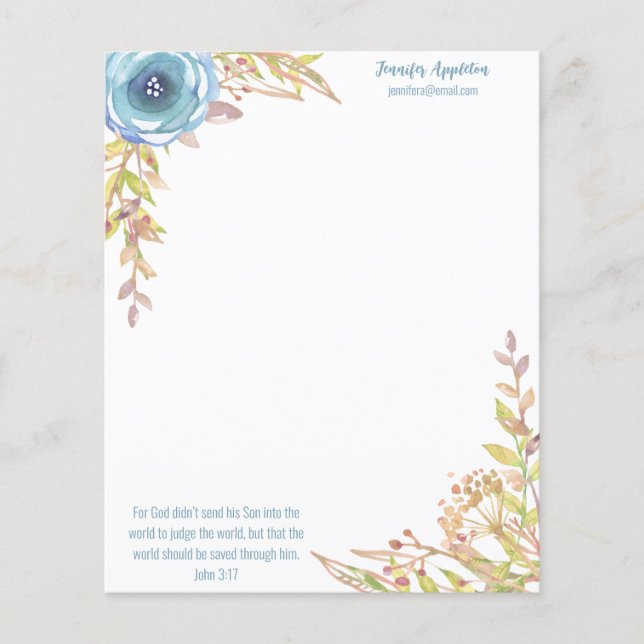 Personalized Stationery | Scripture | Watercolor  Flyer (Front)