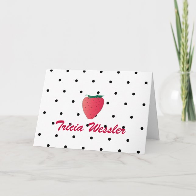 Personalized Stationery - Strawberry Note Card (Front)