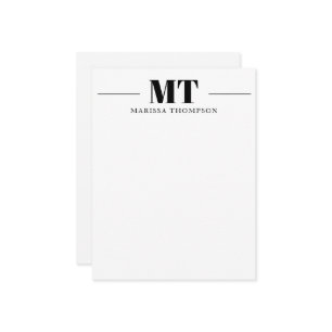 Personalized Stationery Thick Serif Monogrammed Card