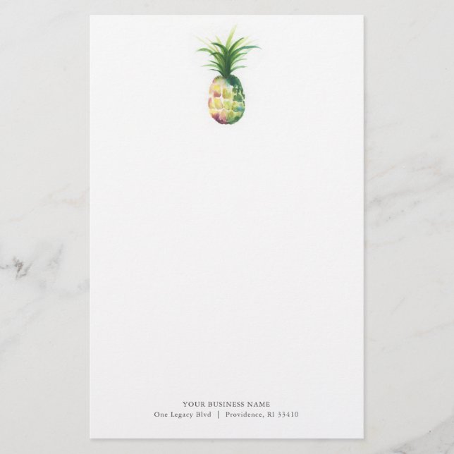 Personalized Stationery Watercolor Pineapple (Front)